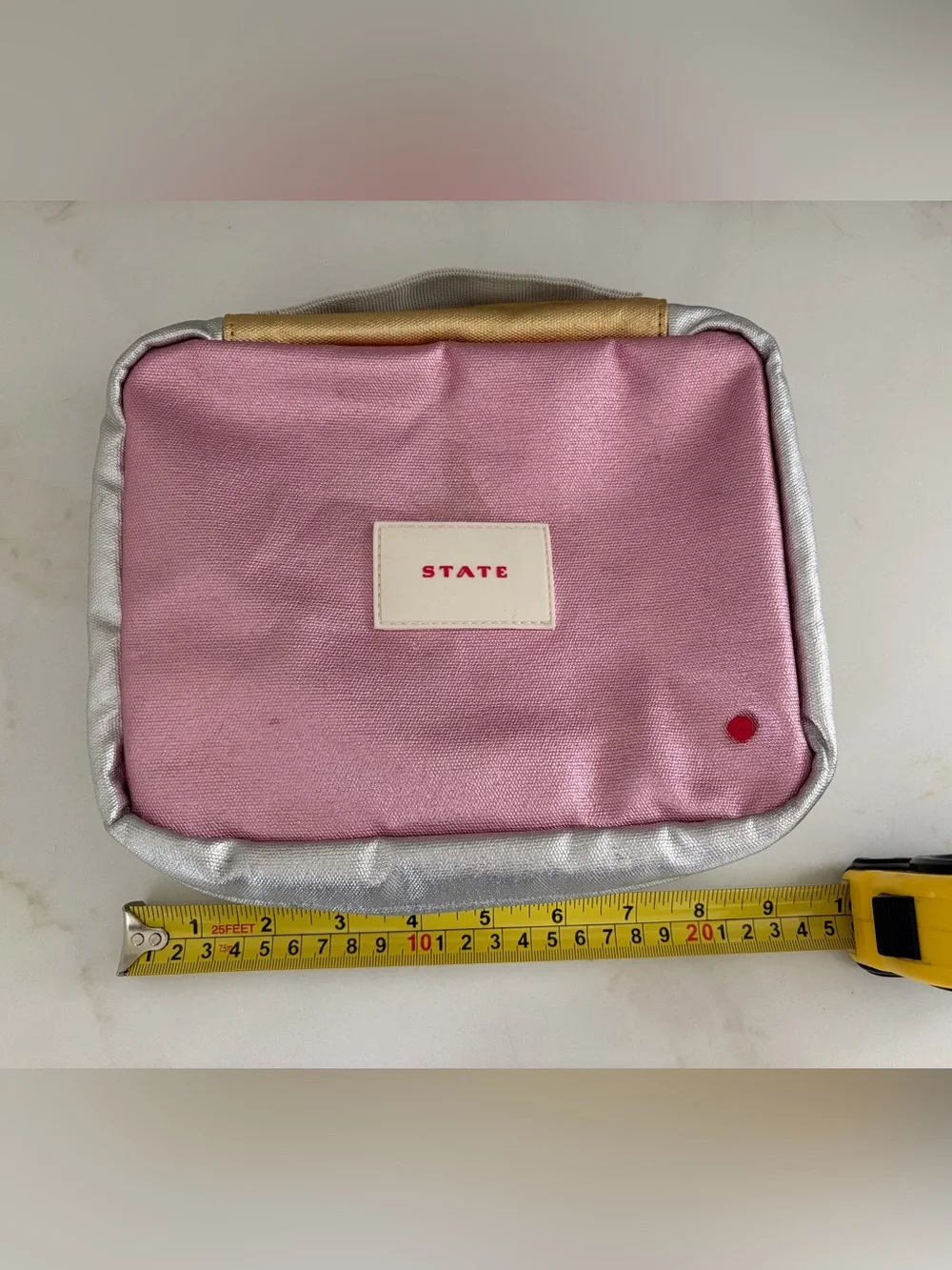 STATE Pink Metallic-Trim makeup bag